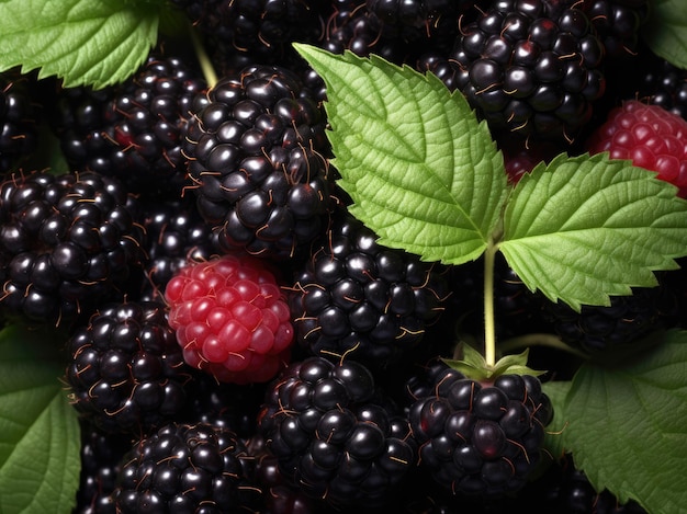 Fresh black raspberries background