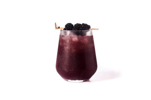 Fresh blackberry cocktail isolated on white surface