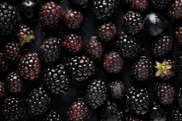 Fresh blackberry seamless background adorned with glistening droplets of water AI generated