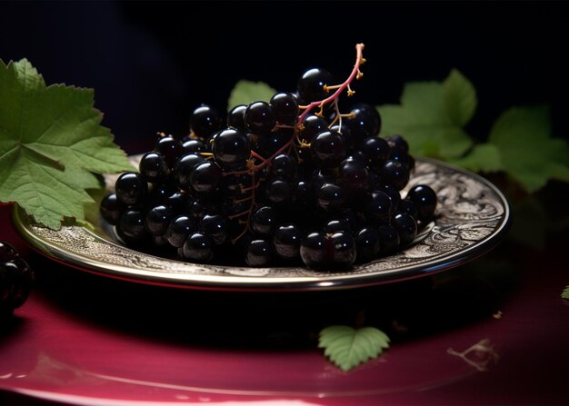 fresh blackcurrant on a plate