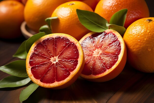 Fresh Blood Orange fruits Ripe Blood Oranges on wooden background