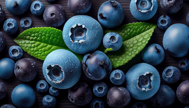 Fresh blueberries background with copy space for your text Summer healthy food Banner Al generated