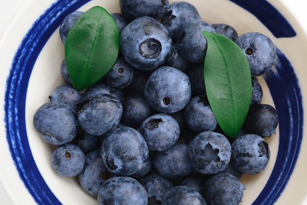 Fresh blueberries in a bowl close up