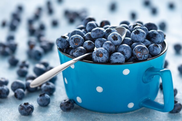 Fresh blueberries in cup