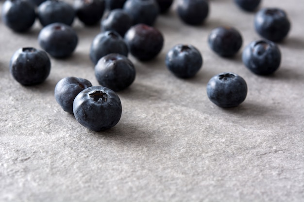 Fresh blueberries on gray stone