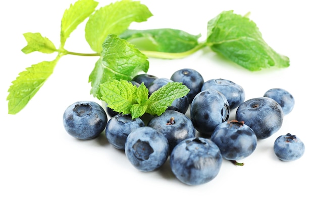 Fresh blueberries isolated on white