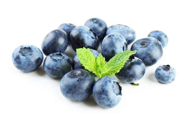 Fresh blueberries isolated on white