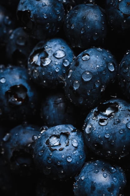 Fresh blueberry with water drops