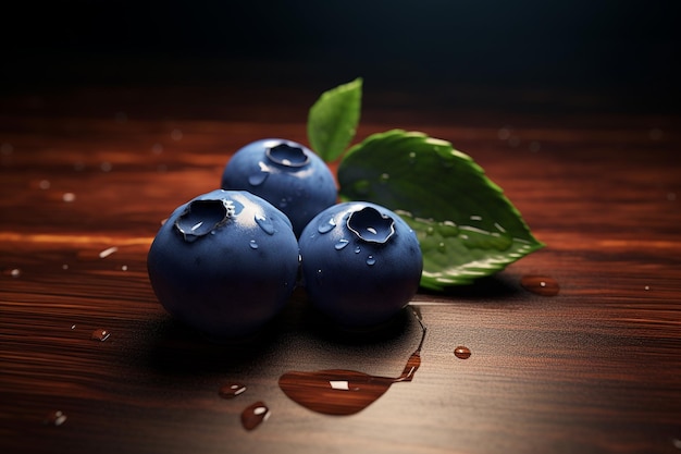 Fresh blueberry on wooden surface