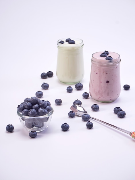 Fresh blueberry yogurt glass 