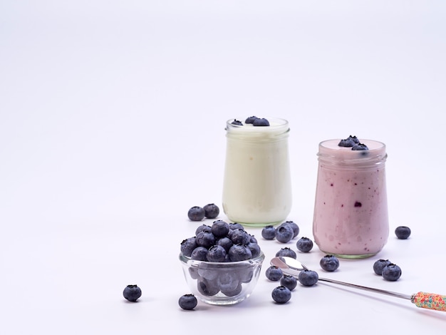 Fresh blueberry yogurt glass 