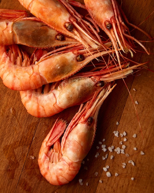 Fresh boiled shrimps Seafood