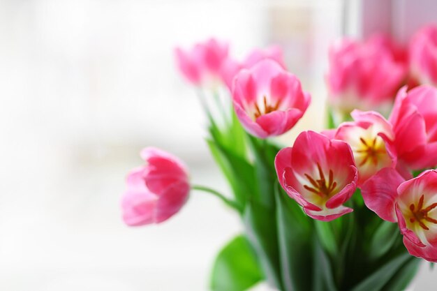 Fresh bouquet of tulips close up