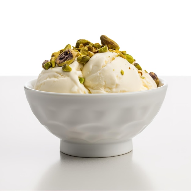 Fresh bowl of yogurt with pistachios and pistachios