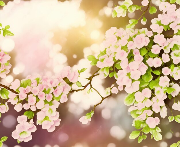 Fresh branch of flowers on a light pastel background Empty space for text