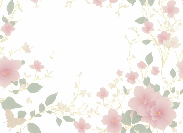 Fresh branch of white and pink flowers on a light pastel background Empty space for text