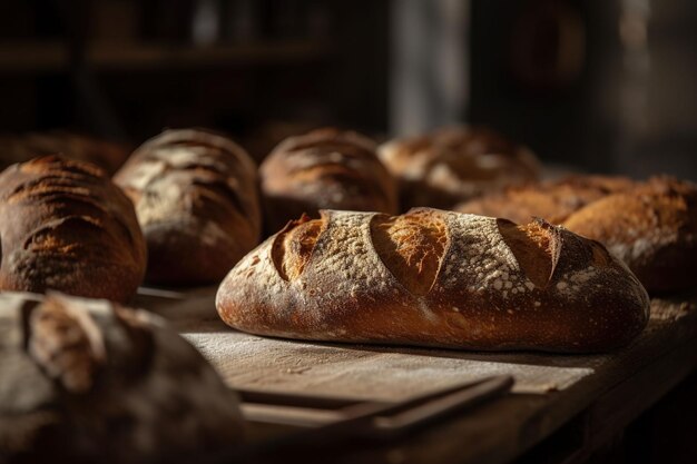fresh bread in a bakery