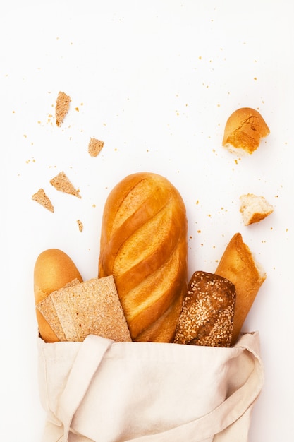 Fresh bread in an eco bag