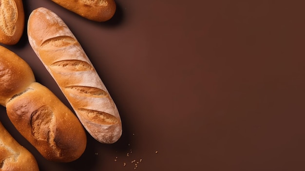 Fresh bread on minimal background with copy space