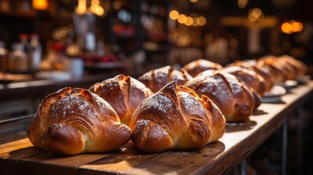 Fresh bread and pastries in bakery