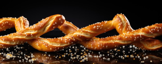 Fresh bread sticks with salt on the dark background Generative AI