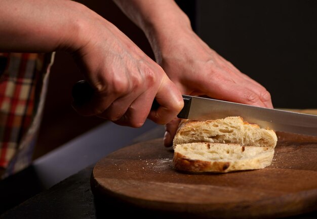 Fresh bread on table closeup Fresh bread on the kitchen table Whole grain bread