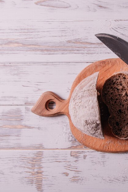 Fresh bread on the village table Ingredients