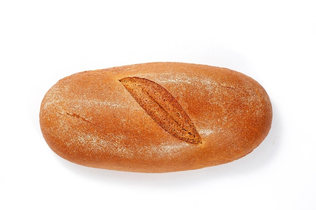 Fresh bread on white background Beautifully sprinkled with flour