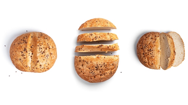 Fresh bread on a white background