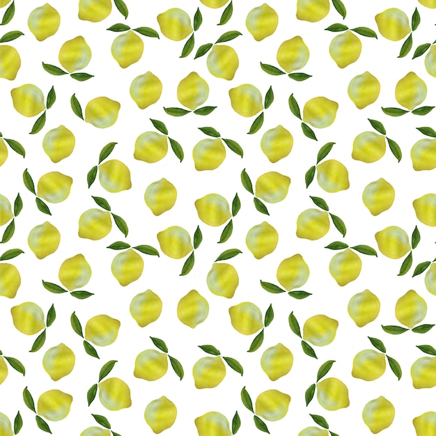 Fresh bright yellow lemons with leaves