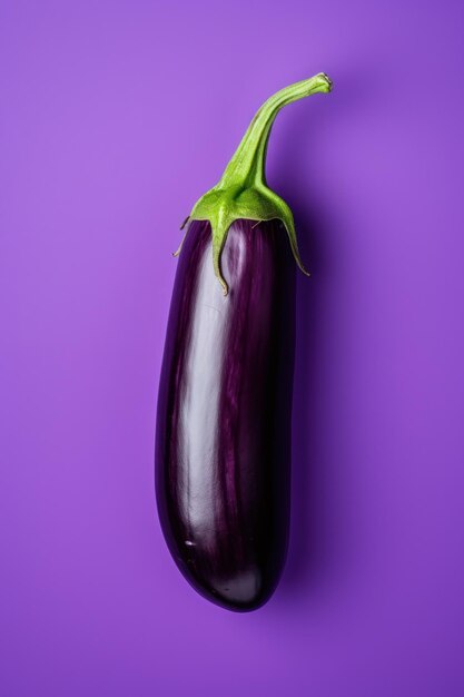 Fresh Brinjal on Purple Background AI Generated