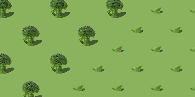 Broccoli freschi sotto forma di alberi e ceppi foto creativa sul tema dell'abbattimento degli alberi