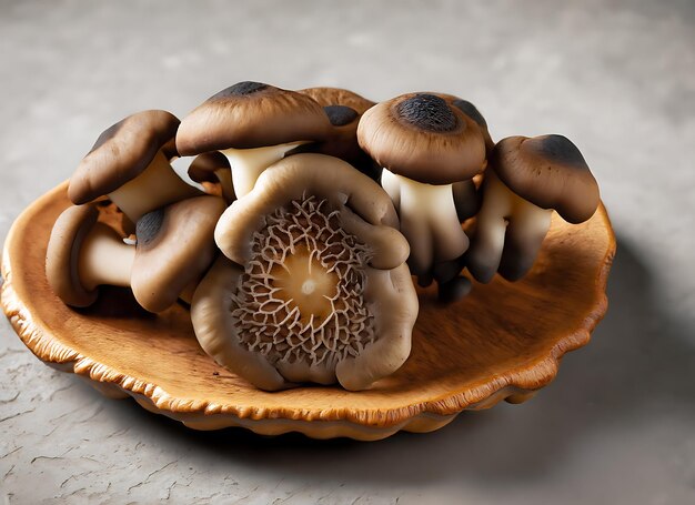 fresh brown beech mushroom or black reishi mushroom