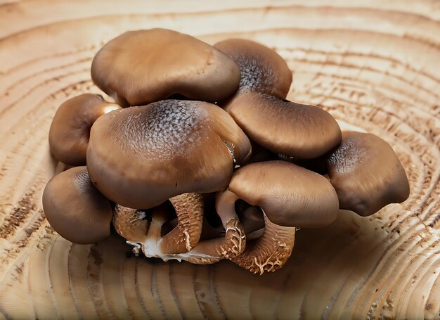 Photo fresh brown beech mushroom or black reishi mushroom
