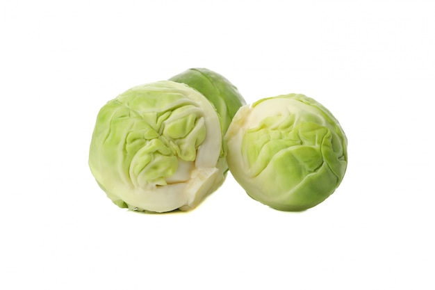 Fresh brussels sprout isolated on white surface