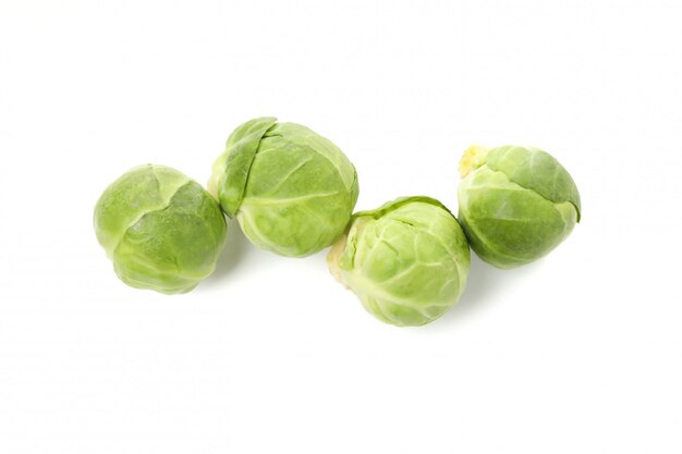 Fresh brussels sprout isolated on white surface