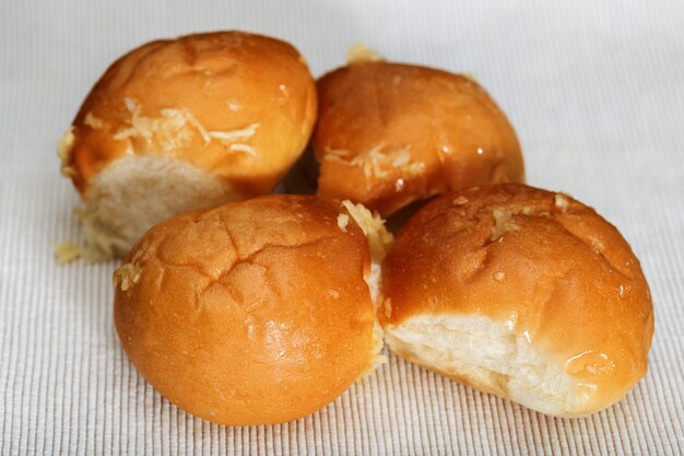 Fresh buns with garlic from yeast dough cooked in oven