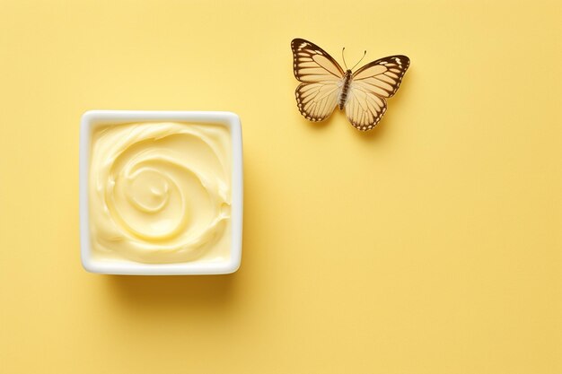 Photo fresh butter as a culinary background in flat lay