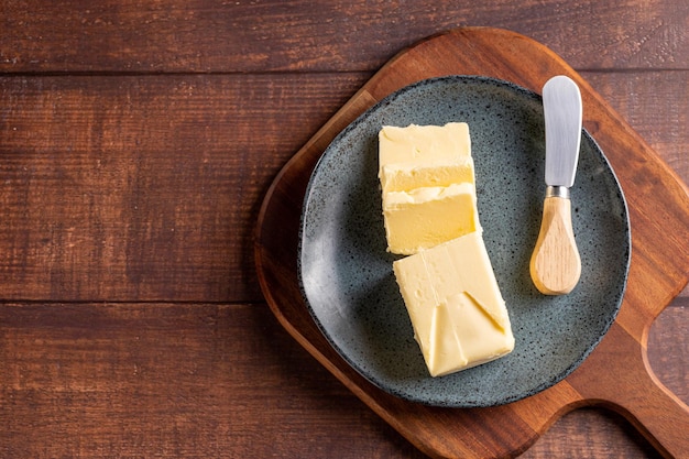 Fresh butter from the farm on the table Butter tablet