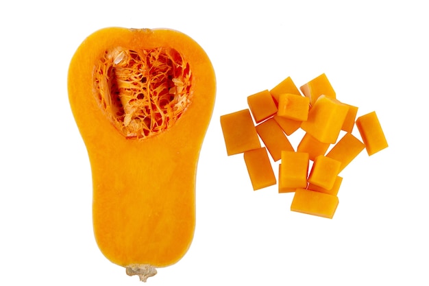 Fresh butternut squash isolated on a white background