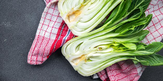 fresh cabbage bok choy or pak choy raw vegetable healthy meal food snack on the table copy space
