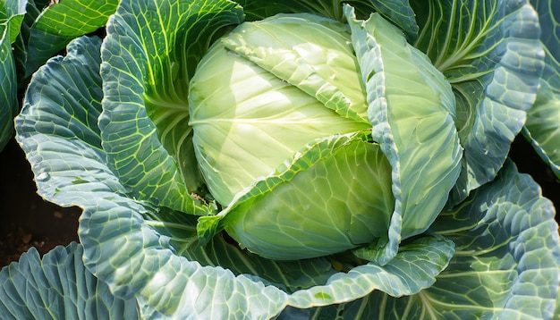 Fresh cabbage on the farm