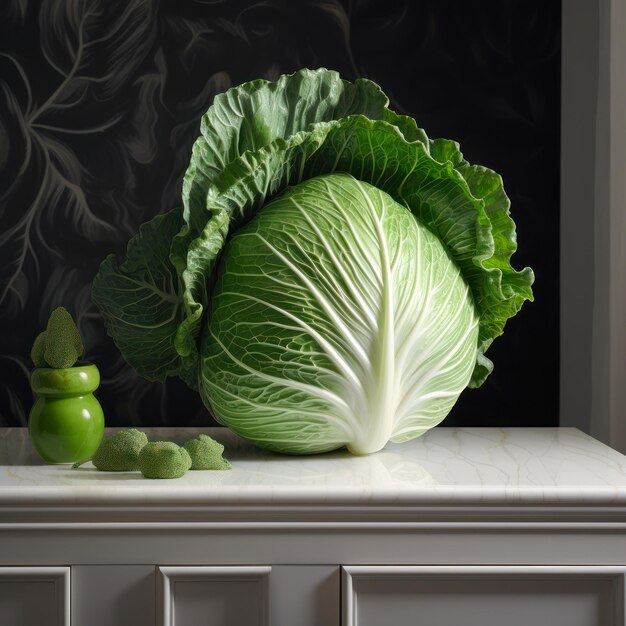 Fresh cabbage flower on the table