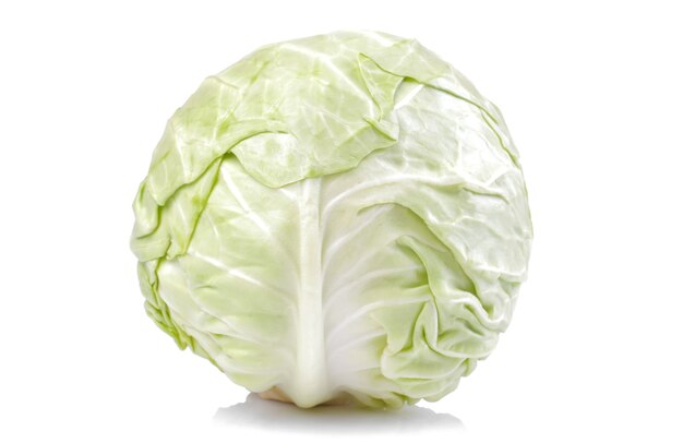 Fresh cabbage on a white isolated background.