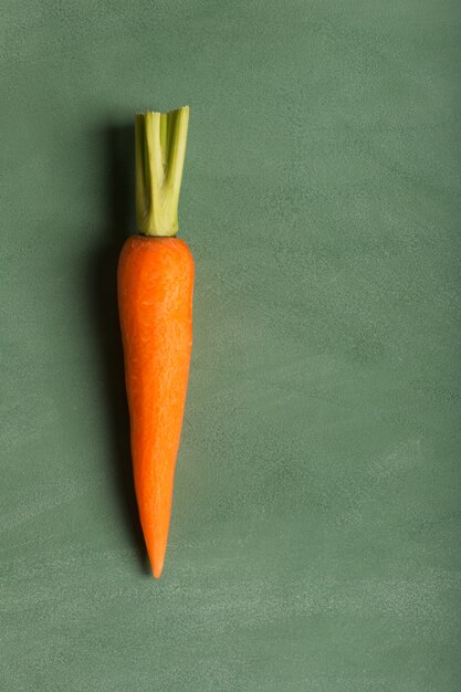 Fresh carrot on the green background