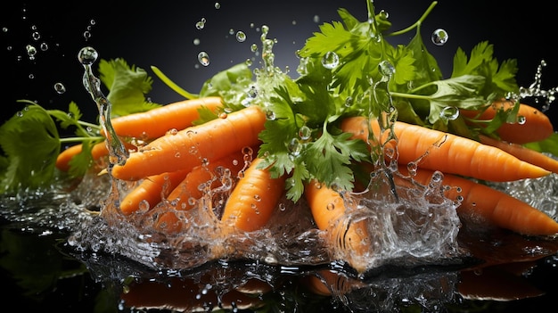 fresh carrot seamless background dropping in the water