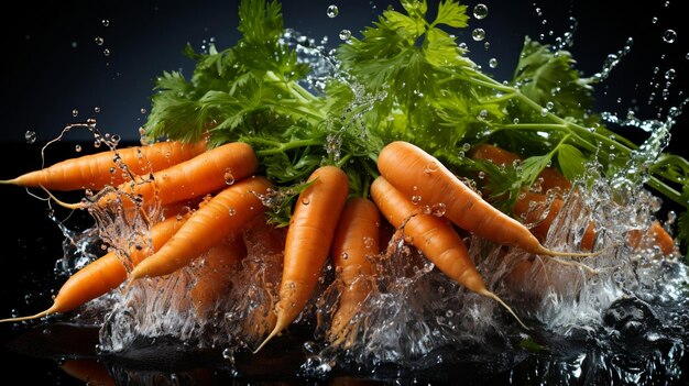 fresh carrot seamless background dropping in the water