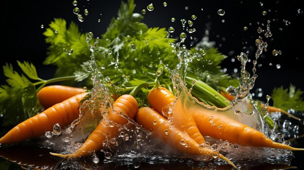 fresh carrot seamless background dropping in the water