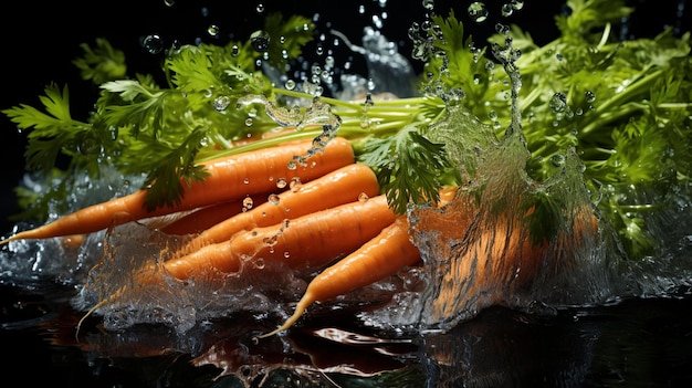 fresh carrot seamless background dropping in the water