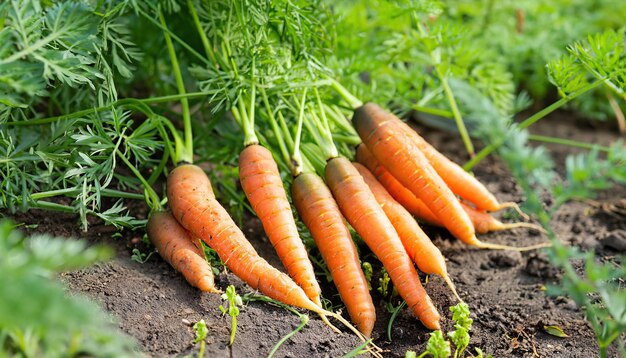 Photo fresh carrots in the garden